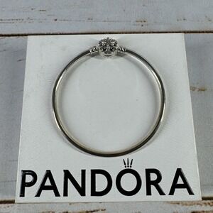 Authentic Pandora Snowflake Ball Clasp Bangle Bracelet 19cm Silver 592286C01